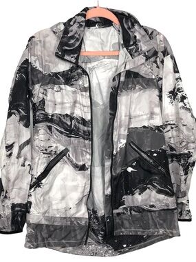 lululemon athletica Black & White Marble Print Jacket with removable hood!